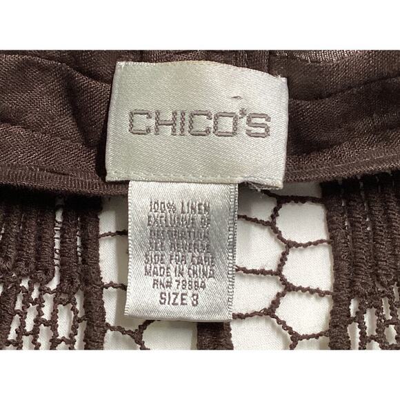 Chico’s sleeveless v-neckline 100% linen brown size 3 - Picture 6 of 6